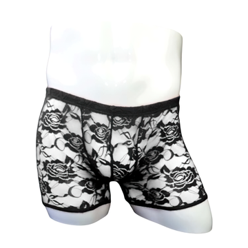 Men's Lace See Through Hollow Out Underwear / Sexy Male Transparent Boxer Shorts - EVE's SECRETS